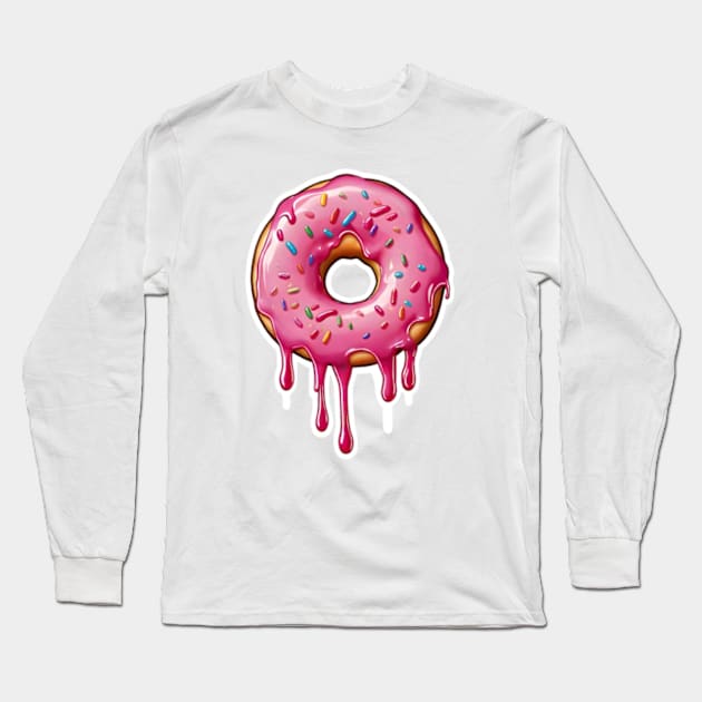 Pink Donut with Sprinkles Long Sleeve T-Shirt by UniqueMe